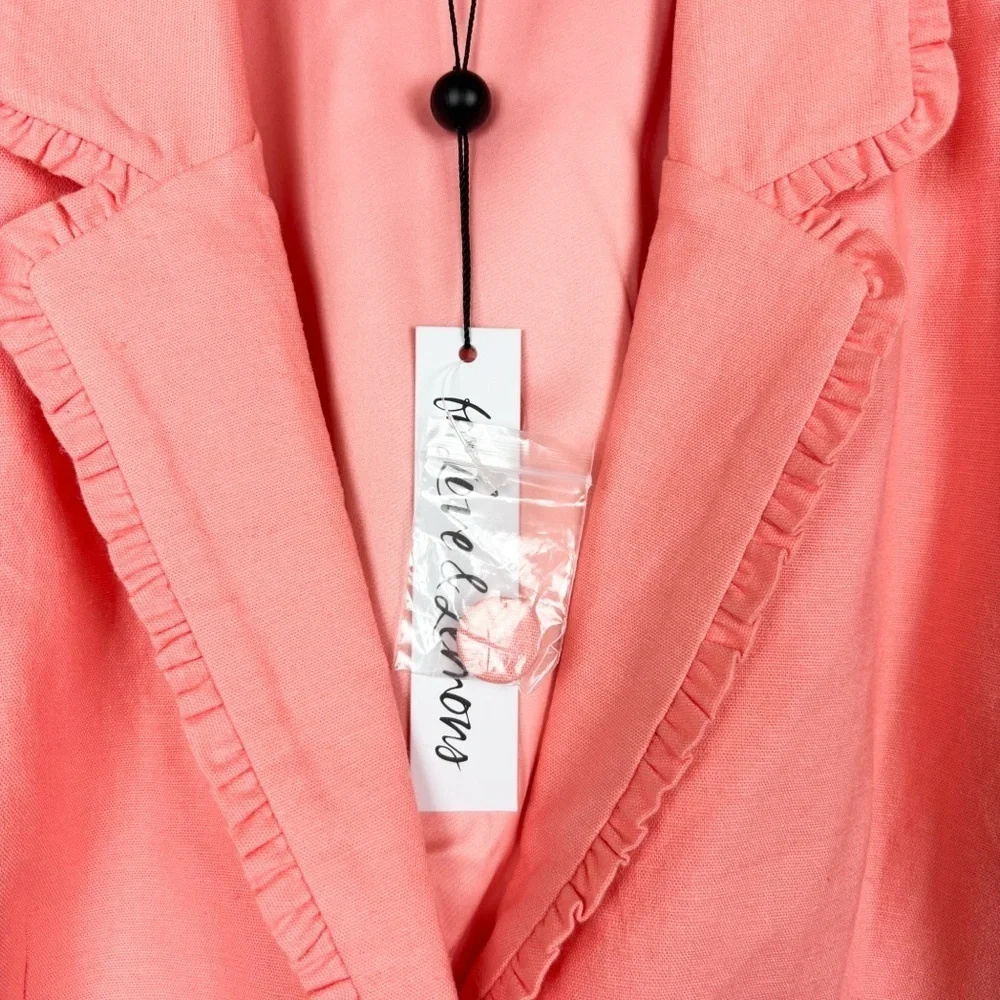 NWT For Love & Lemons Pink Linen Blend Cropped Blazer Sz M - Picture 5 of 10